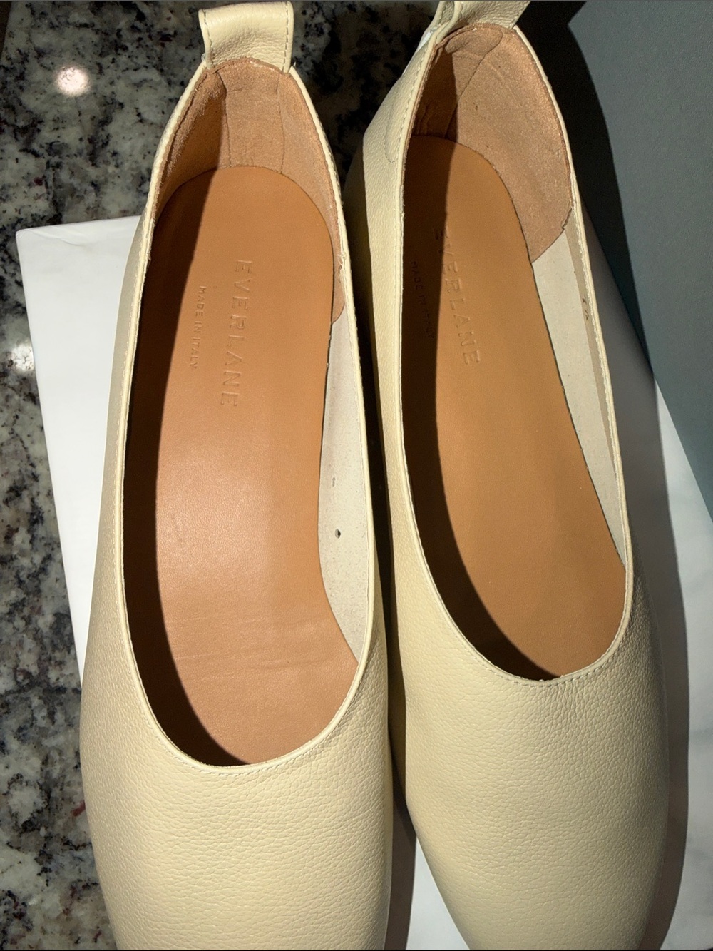 Everlane Cream Pebbled Leather Ballet Flats - 7.5 NEW - Picture 2 of 11